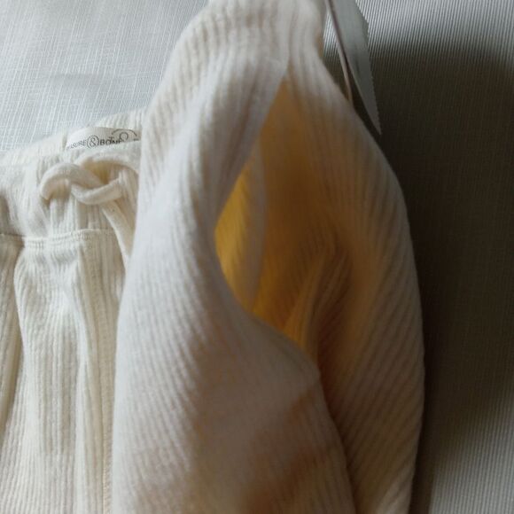 Treasure & Bond Ivory Cream Ribbed Drawstring Joggers Girls Size Large 10/12 - Picture 9 of 14